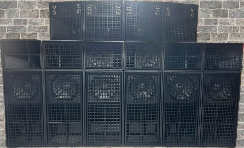 6 x 18” scoop 6 x 15” bass and 6 x 12” horn loaded tops